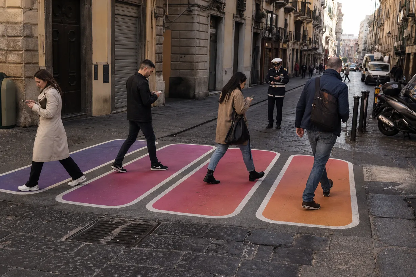 Pour verbaliser les piétons sur leur téléphone, l’Italie va repeindre les passages piétons en stories Instagram